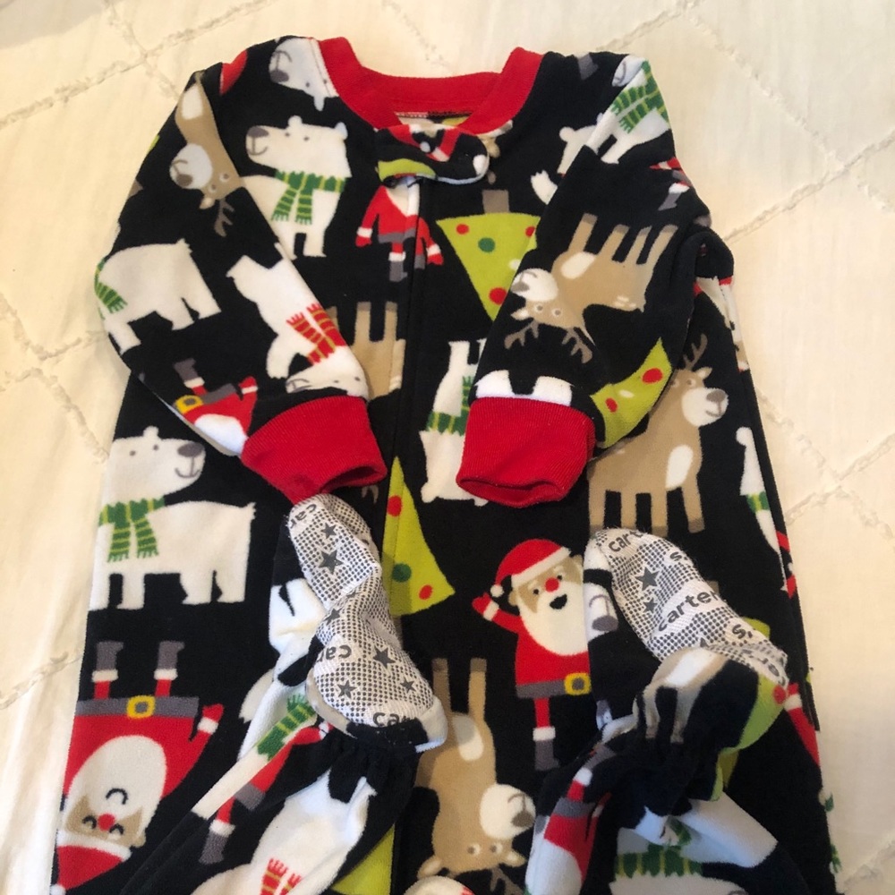 Christmas footie pajamas 12 month